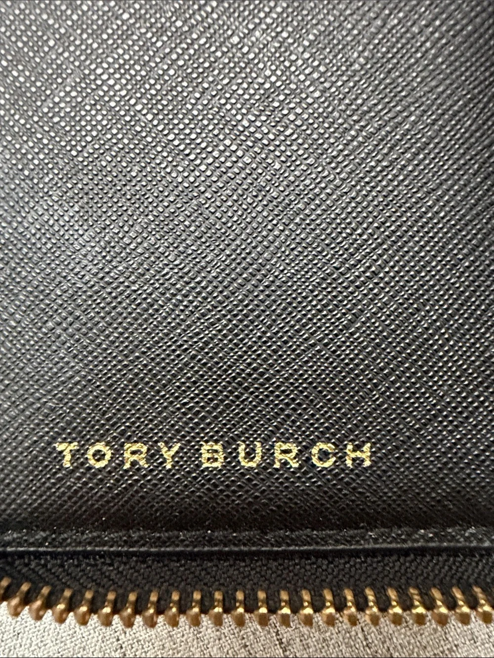 Tory Burch Black Zip Emerson Saffiano Continental Wallet